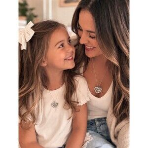 Mother Daughter Necklace Set Heart Pendant Matching Jewelry Gift Stainless Steel